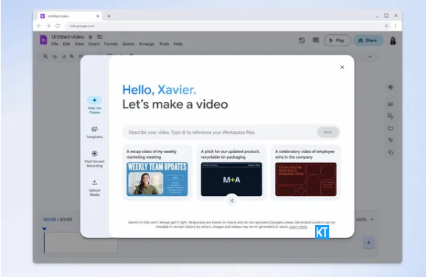 谷歌推AI视频剪辑应用Vids 测试Gemini AI生成演示视频