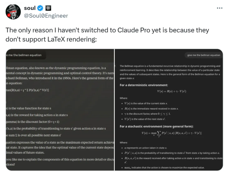 Claude AI 引入 LaTeX 公式渲染功能